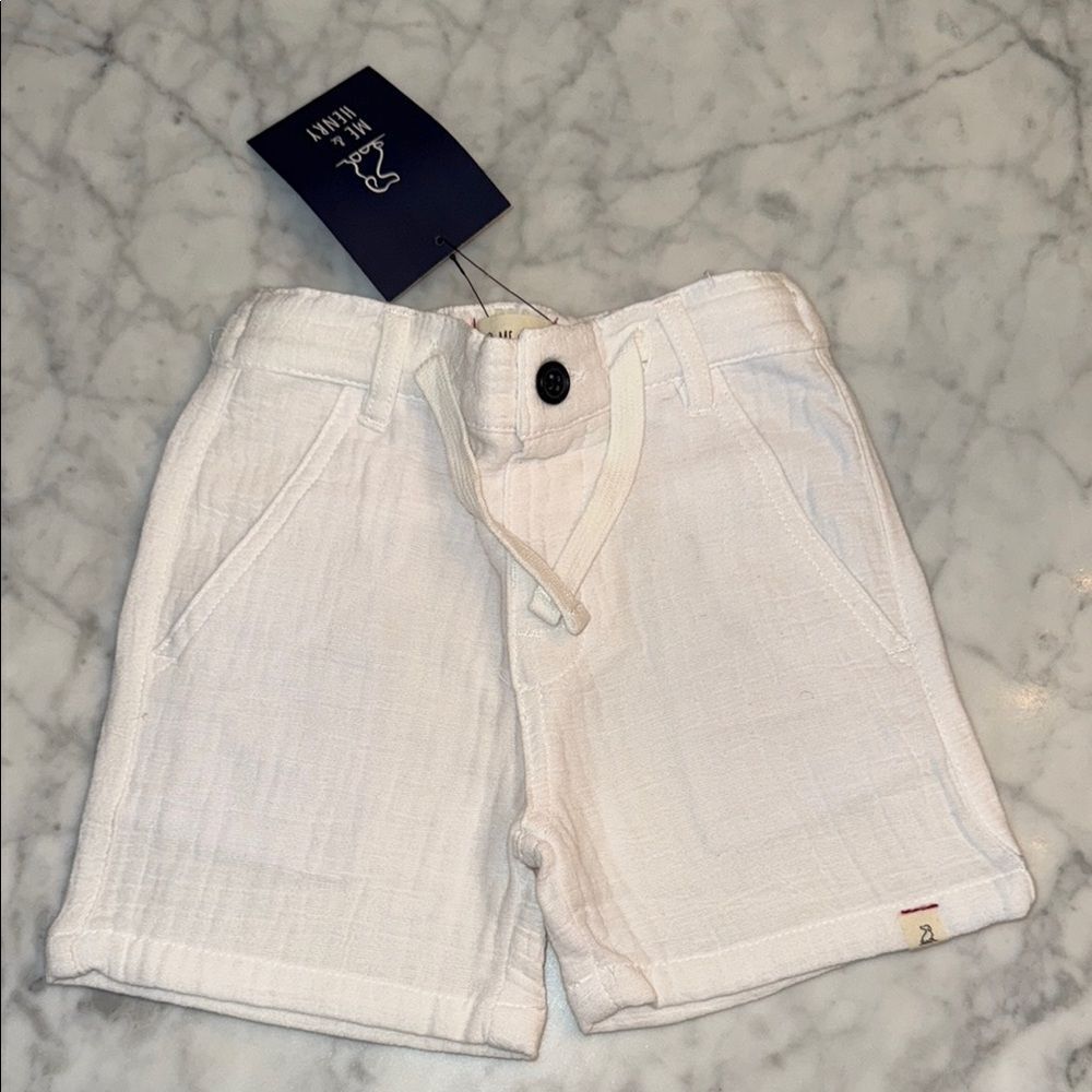 Me + Henry White Linen Blend Shorts 2/3Y